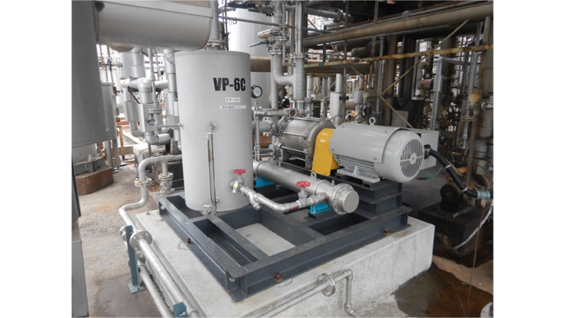 This is a photograph of a vacuum pump installed at the Oita facility.