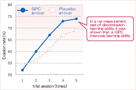 In a rat measurement test of discrimination learning ability, it was shown that -GPC improves learning ability.
