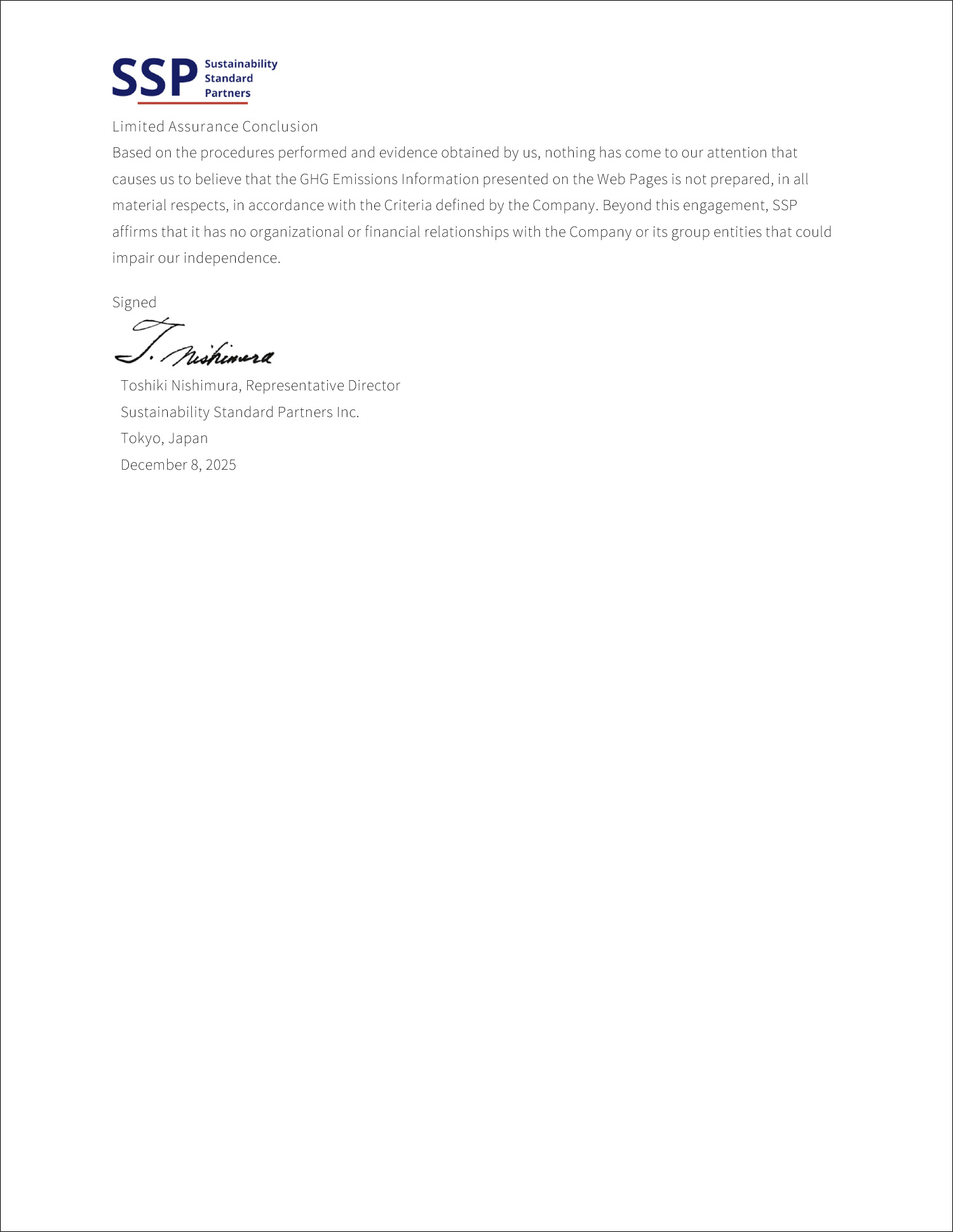 Independent Assurance Report